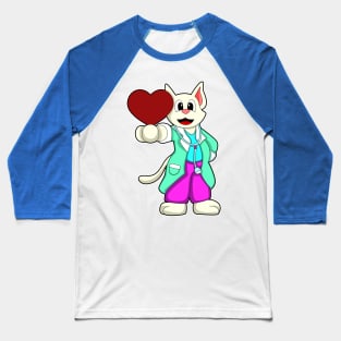 Cat as Doctor with Heart Baseball T-Shirt